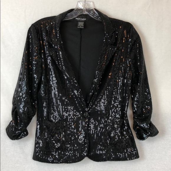 ladies black sequin jacket